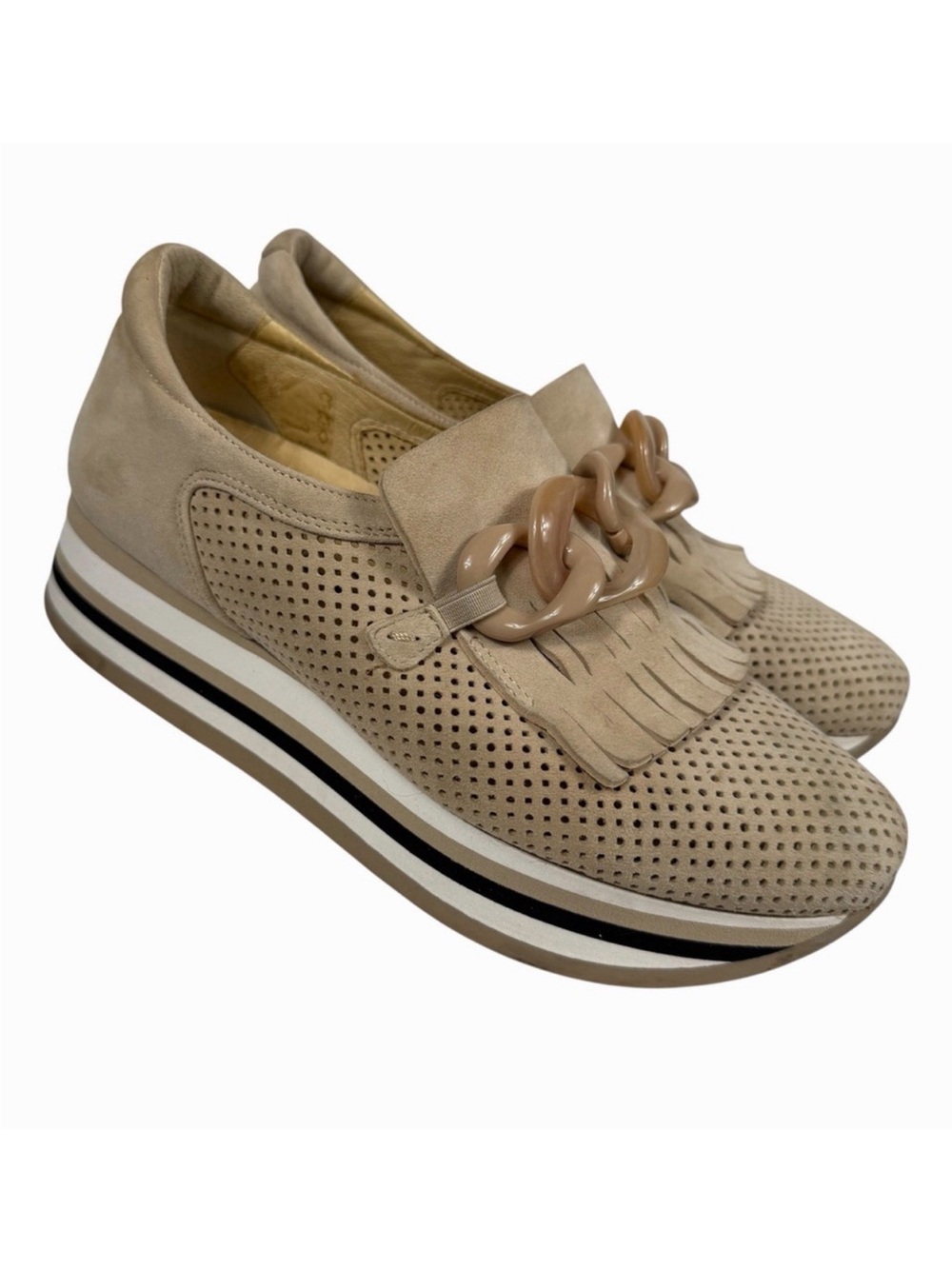 Softwaves Cadie Beige Leather Arch Support Slip On Comfort Sneakers 9